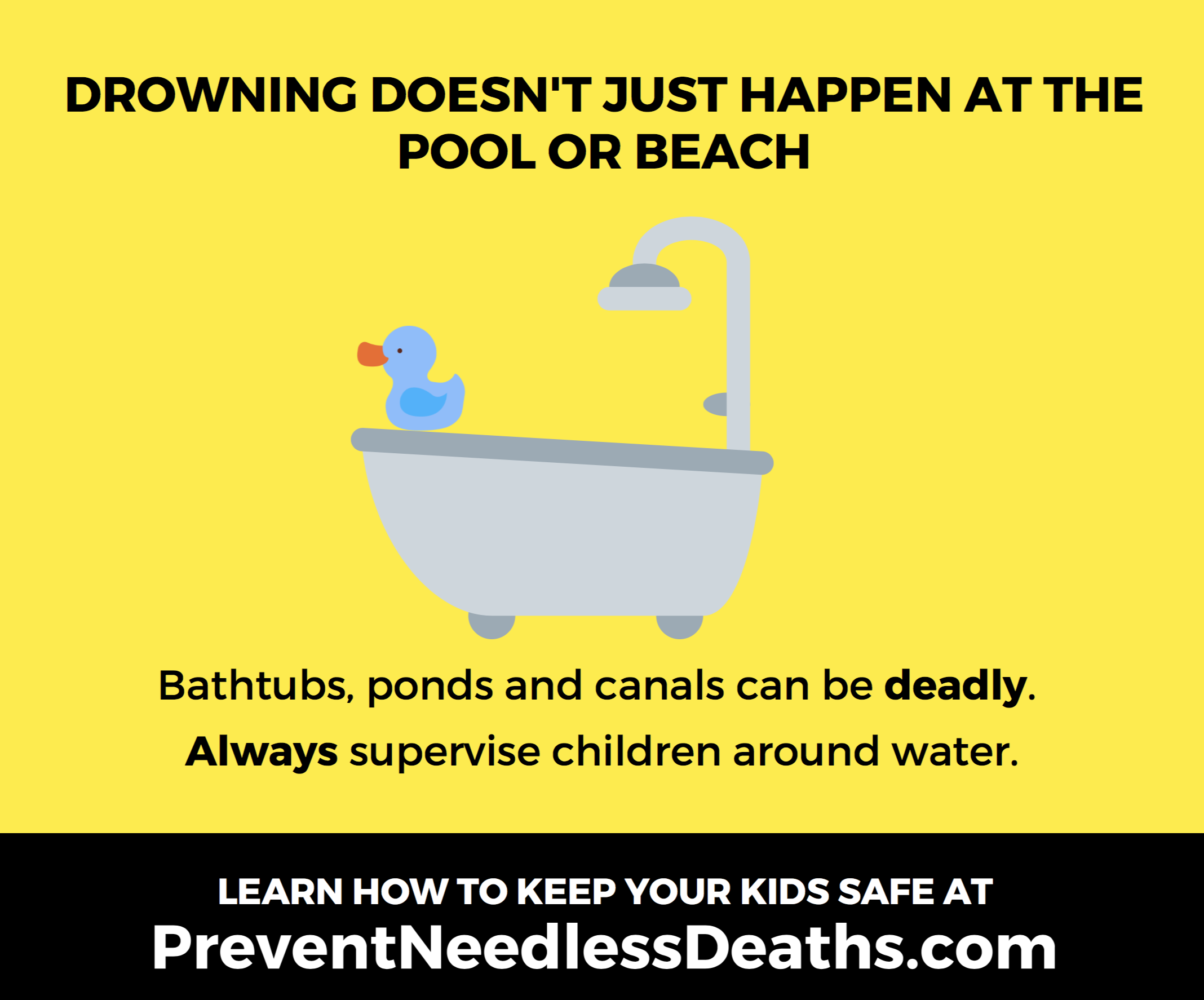 drowning doesn't just happen at the pool or beach