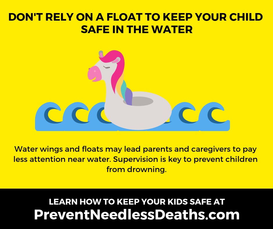 don't rely on a float to keep child safe in the water