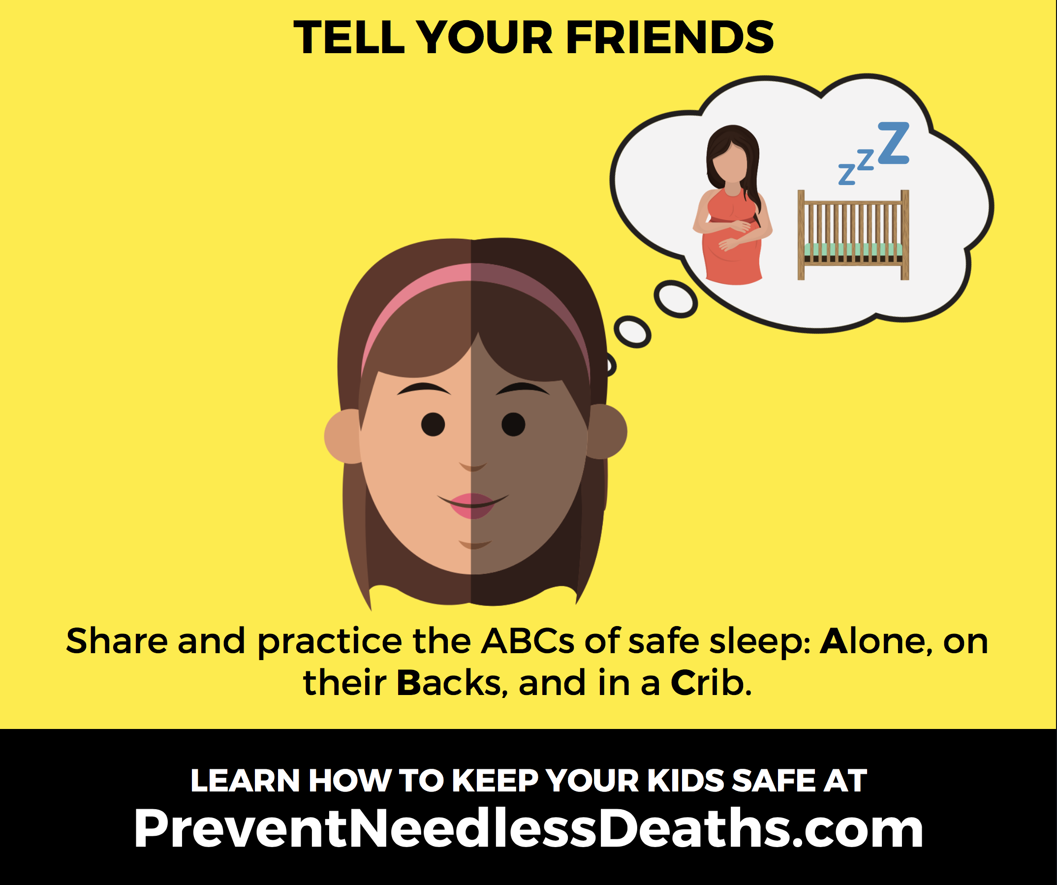 tell your friends ABCs of safe sleep