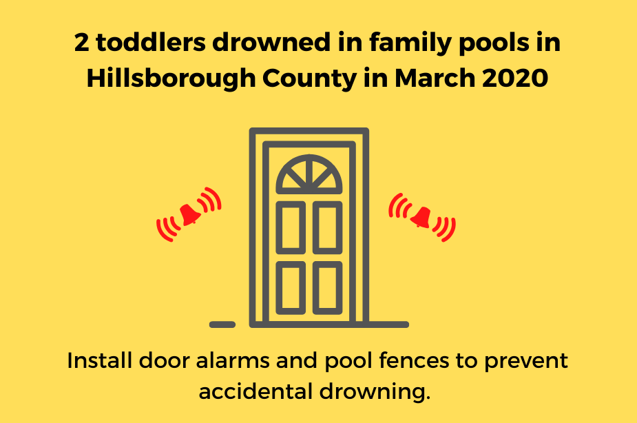 Door alarms and pool fences prevent accidental drownings